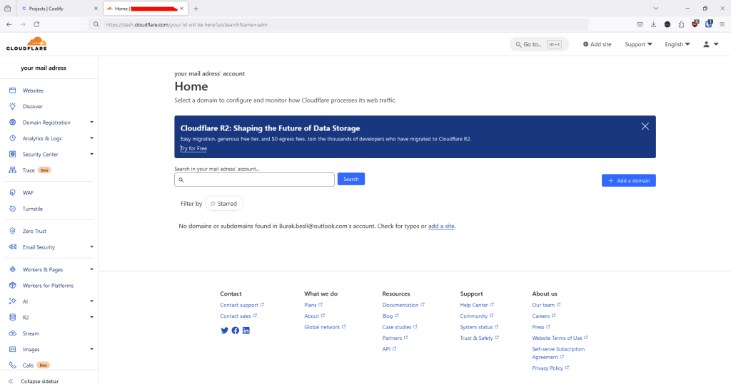 cloudflare dashboard