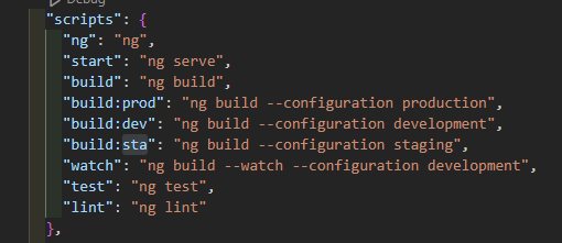 package.json config for build:sta